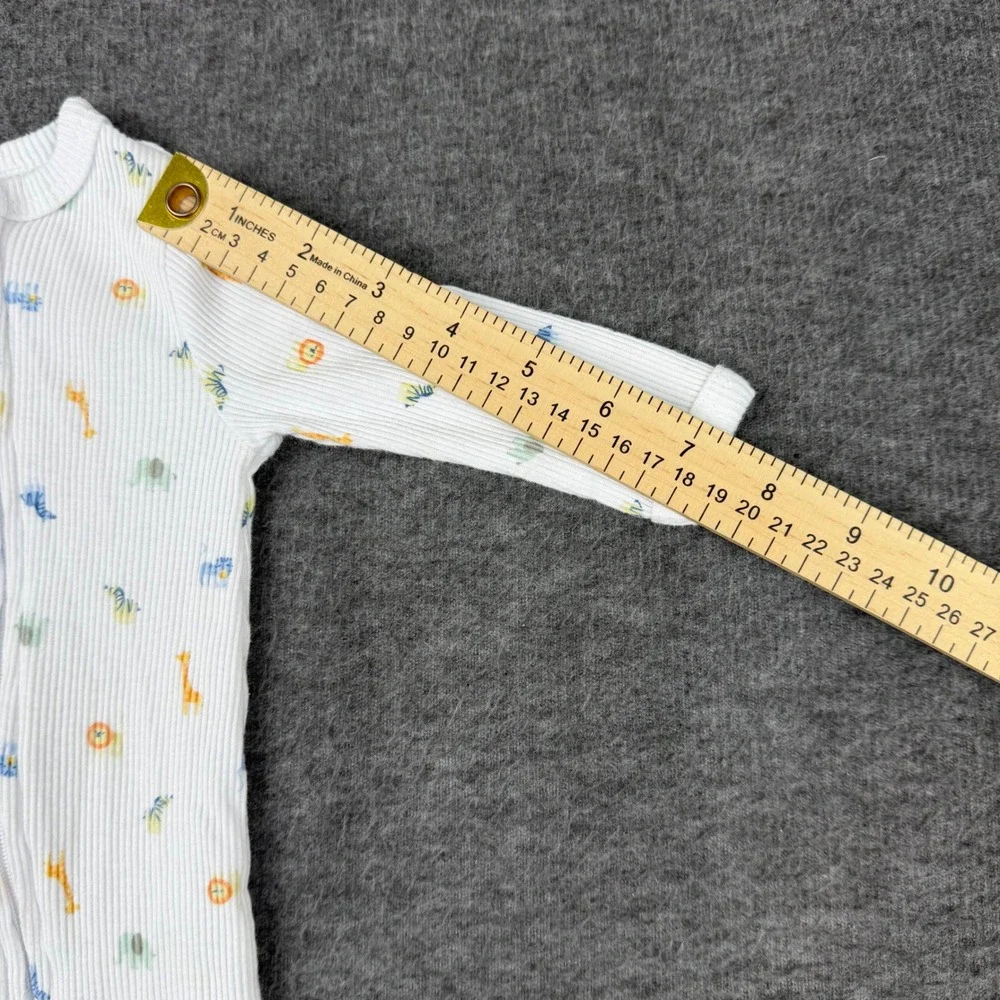 Cloud Island Footed Pajamas Kids 3M White Animal Print‎ Ribbed Sleeper